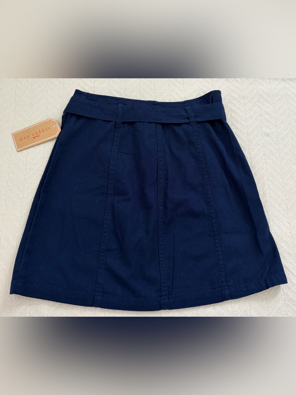 Copper Key Navy Button-Front Mini Skirt - Picture 2 of 6